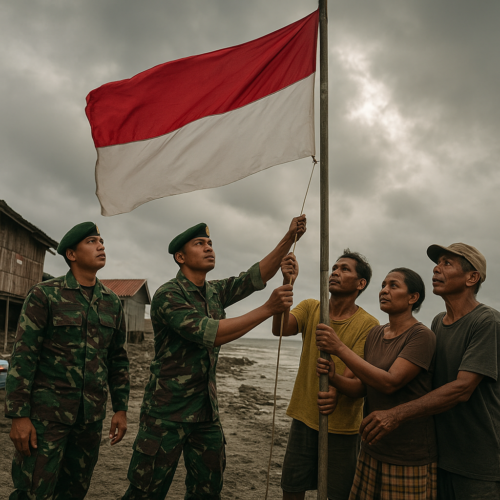Kibarkan Merah Putih di Pulau Terluar, Satgas TNI Tegaskan NKRI Harga Mati