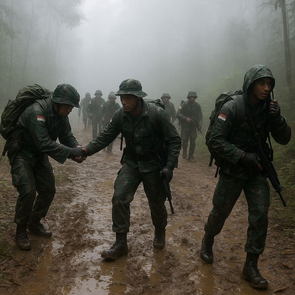 Menembus Kabut, Satgas Pamtas di Kalimantan Tetap Semangat Jaga NKRI