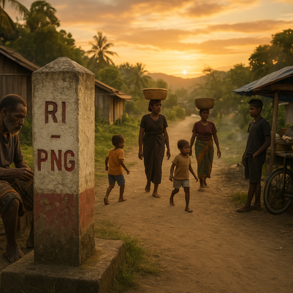 Senja di Skouw, Saat Patok Perbatasan Menjadi Saksi Bisu Kehidupan Warga