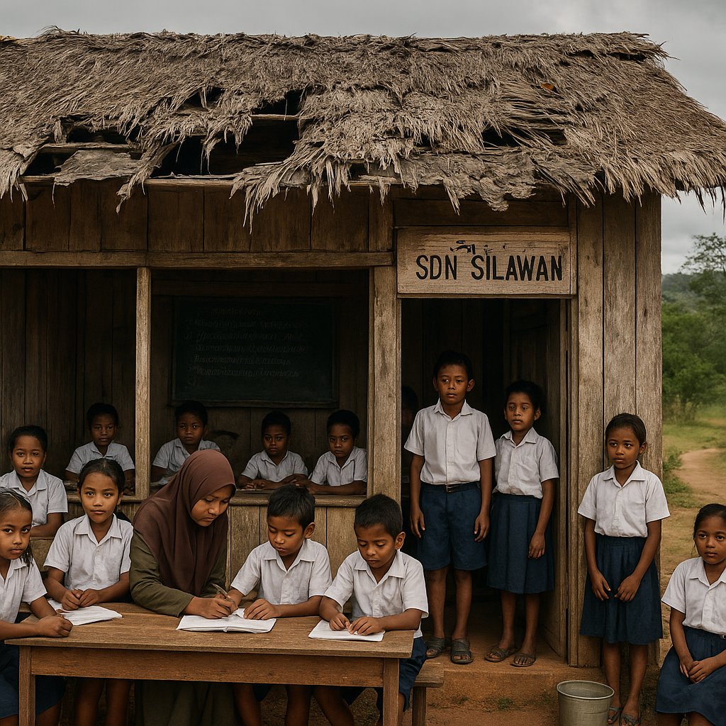 Sekolah Beratap Daun di Perbatasan RI-Timor Leste, Mimpi Anak Bangsa Tetap Terbang