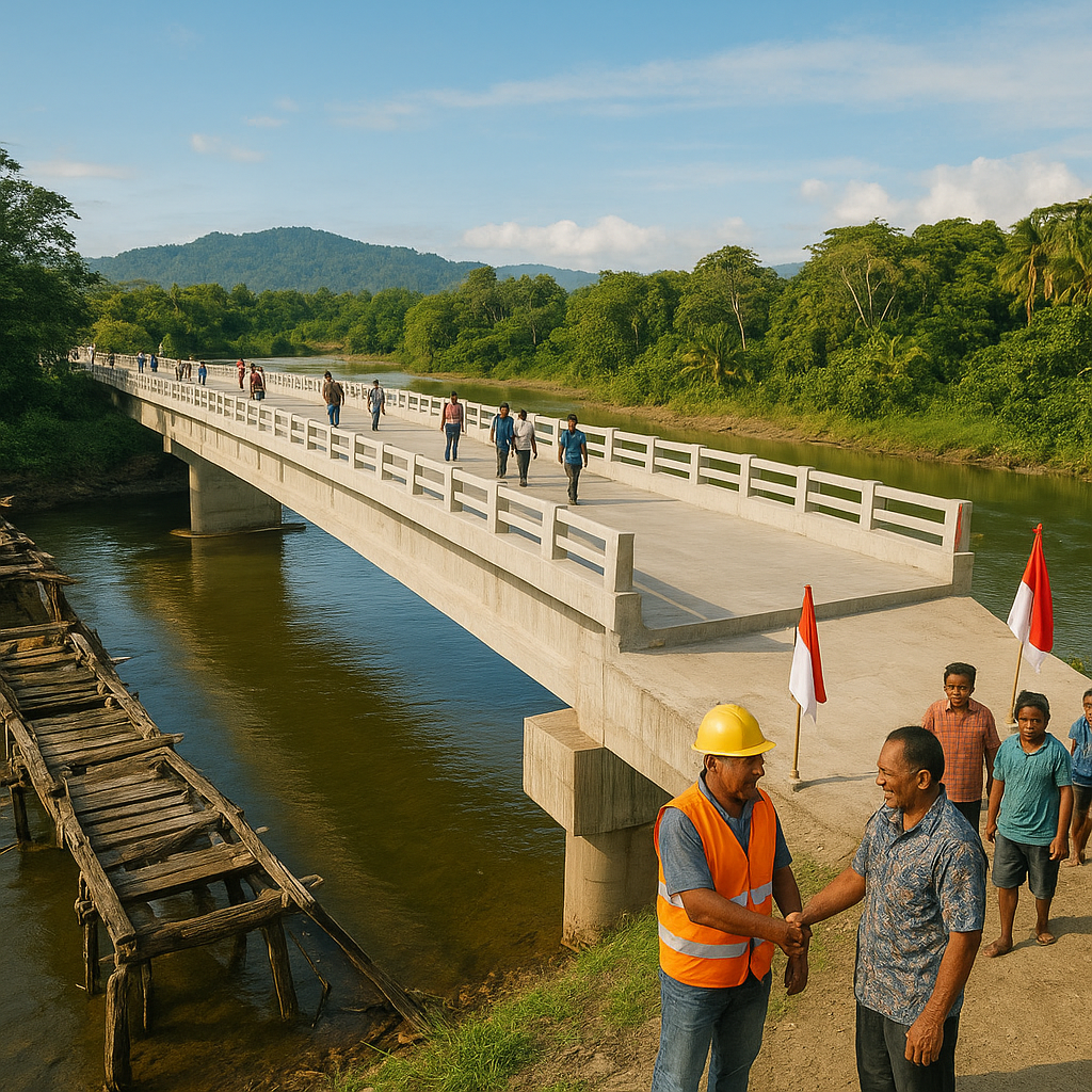 Jembatan Penghubung Desa Perbatasan RI-PNG di Skouw Akhirnya Terealisasi