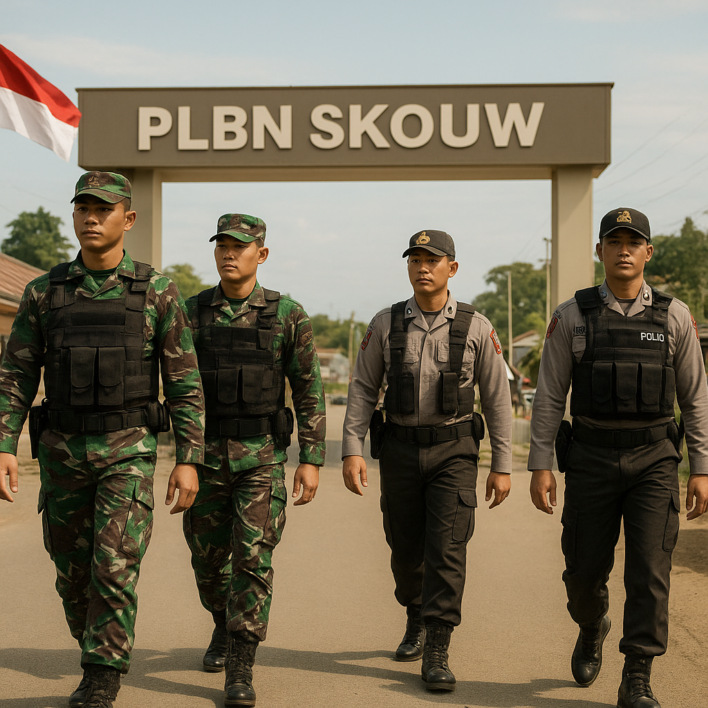 Patroli Gabungan TNI-Polri di PLBN Skouw, Benteng Terdepan NKRI