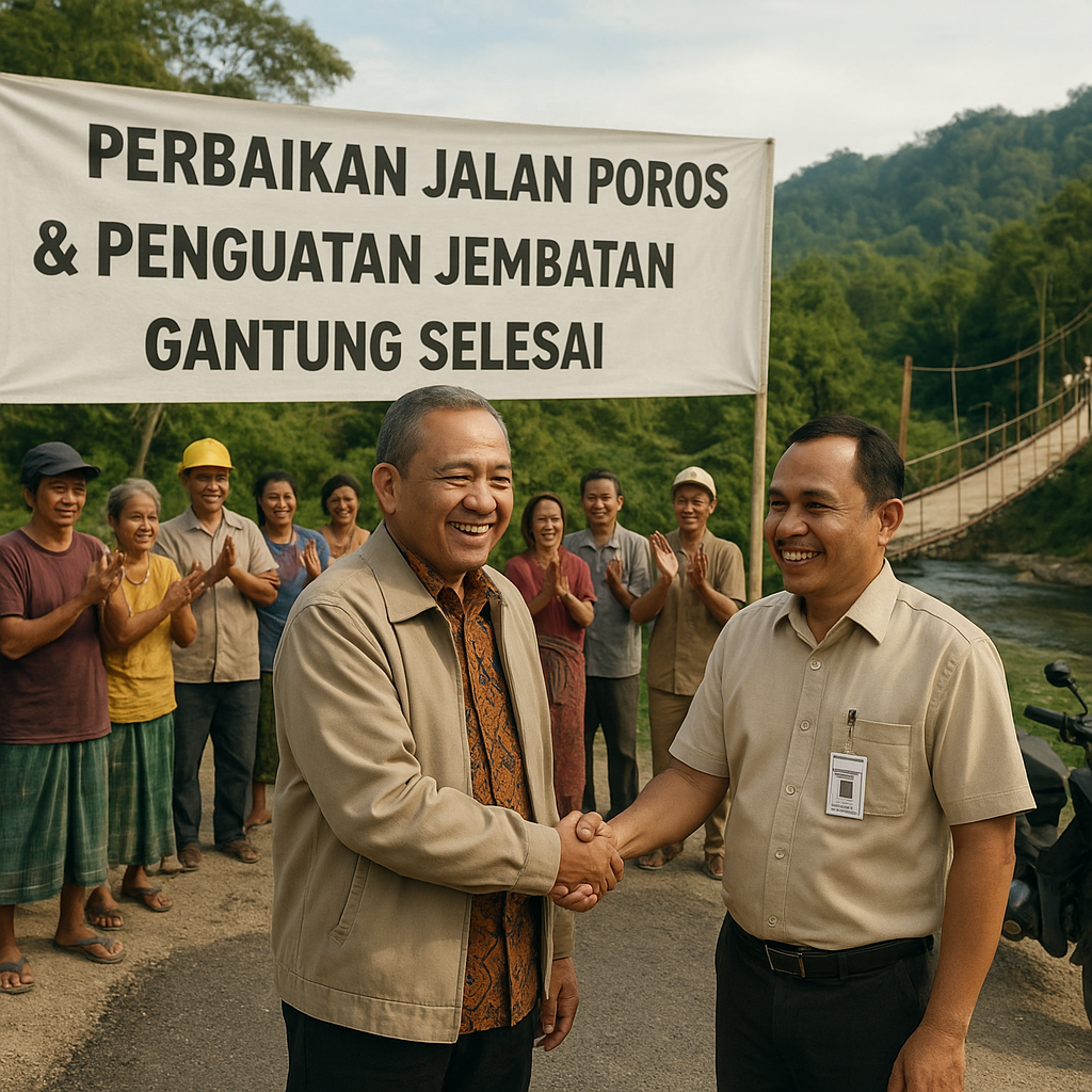 Jalan Poros di Jembatan Gunung Tabur Rampung Diperbaiki, Tokoh Masyarakat Sampaikan Terima Kasih