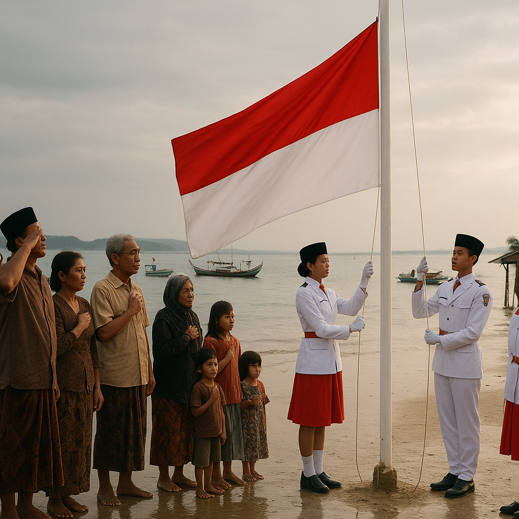 Kisah Nasionalisme di Atun: Warga 17 Pulau Rempang Rayakan HUT RI ke-81 dengan Upacara di Tepi Pantai