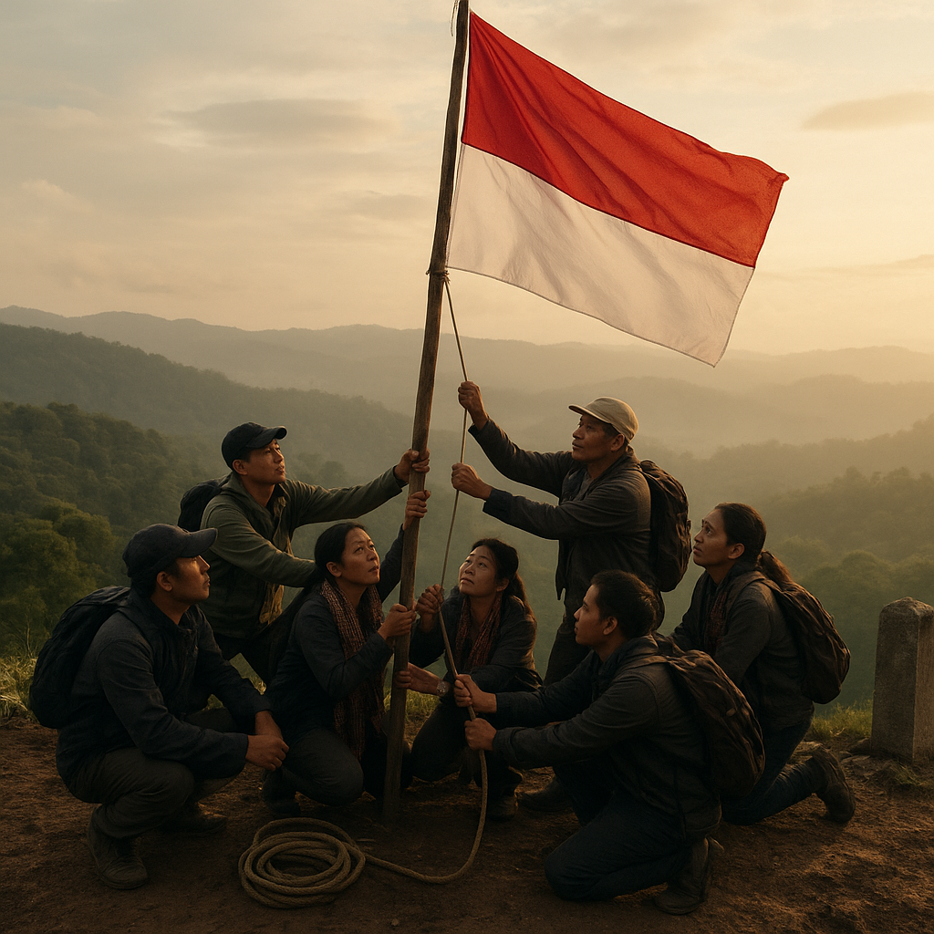 Bendera Merah Putih di Atas Bukit: Warga Krayan Tengah Kibarkan Simbol Kebanggaan di Perbatasan Malaysia