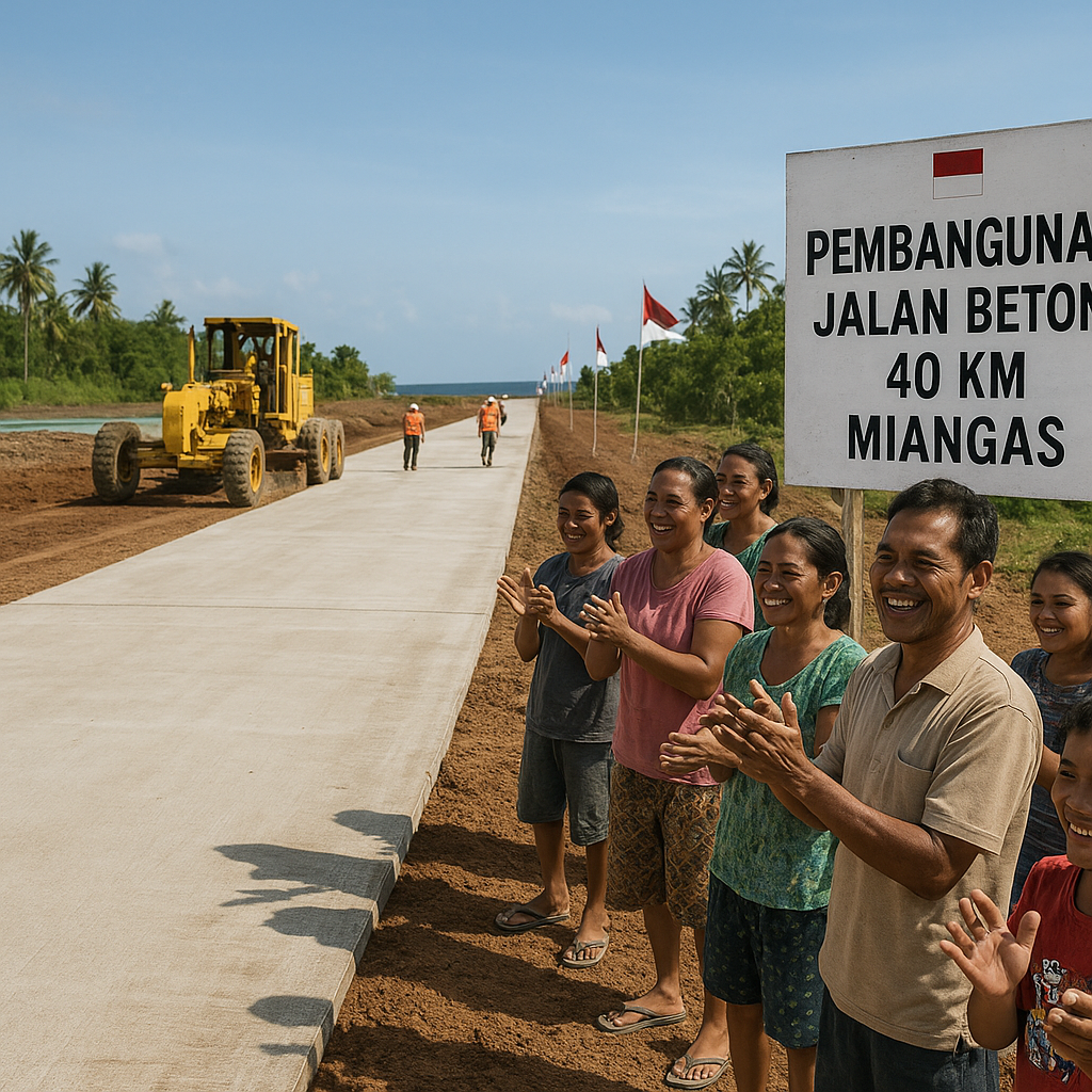 Jalan Sepanjang 40 Km di Perbatasan Miangas Mulai Dibeton, Warga Tak Lagi Kotor Jika Hujan