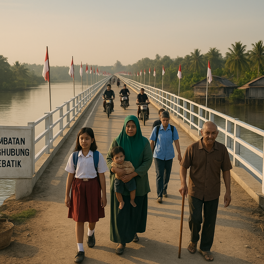 Penduduk Perbatasan Sebatik Mulai Gunakan Jembatan Penghubung Baru