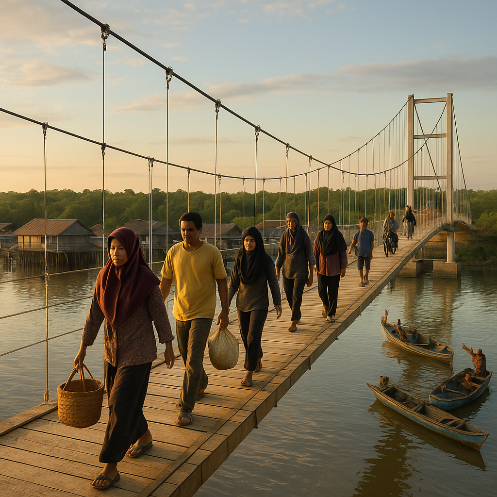 Jembatan Gantung di Pulau Sebatik Rampung, Warga Kini Tak Lagi Bergantung Perahu