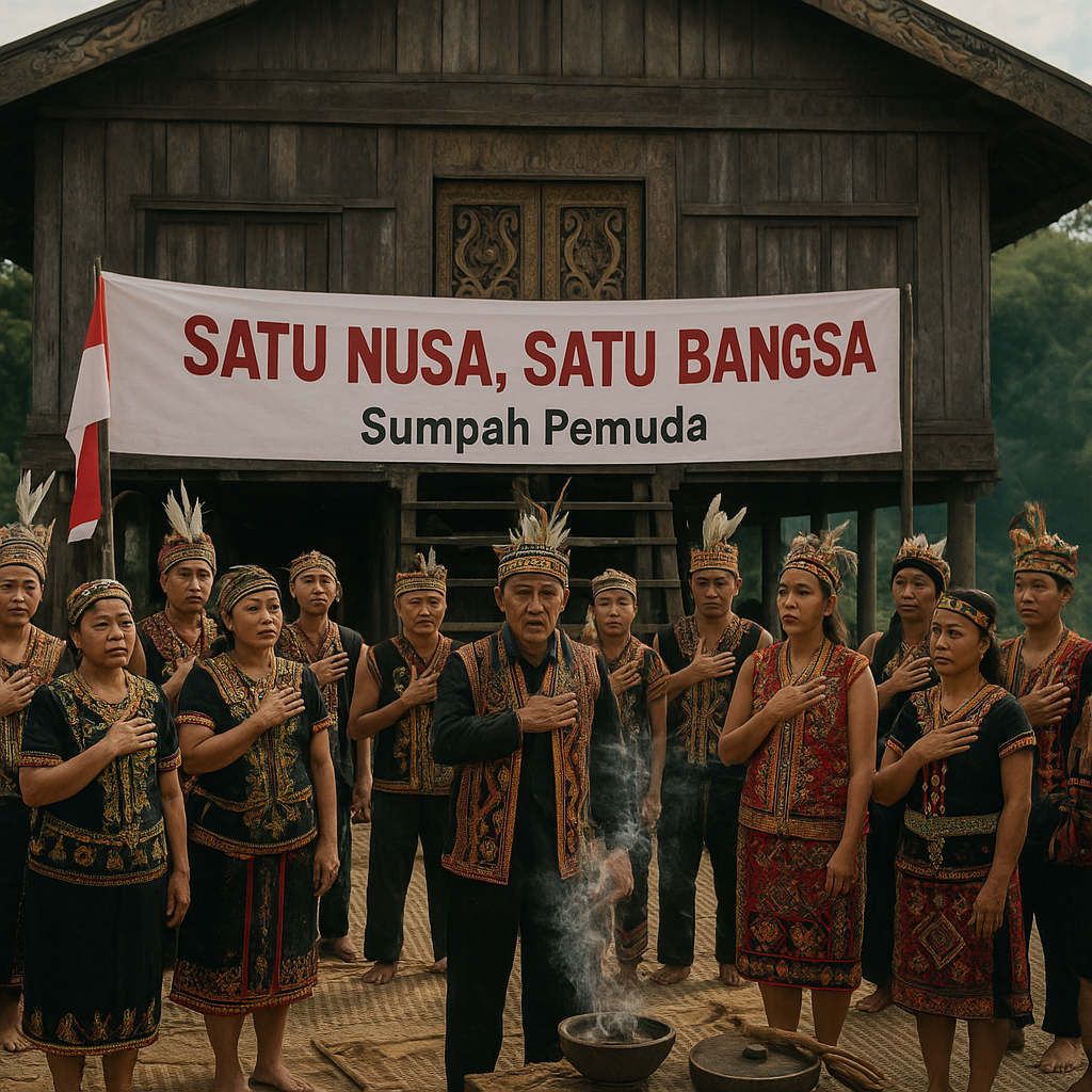 Masyarakat Adat Dayak Iban di Perbatasan Malaysia Rayakan Satu Nusa, Satu Bangsa