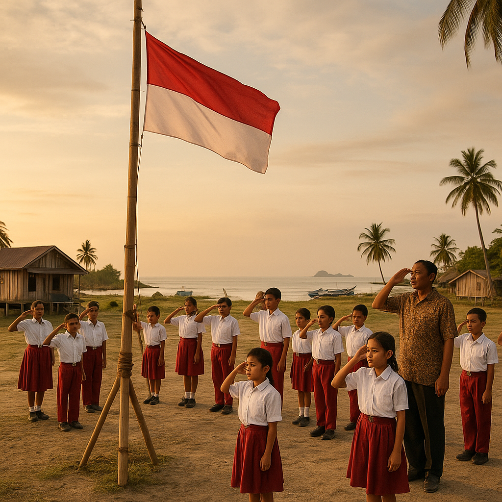 Upacara Bendera di Pulau Terluar dengan Tiang Bambu dan Semangat Membara