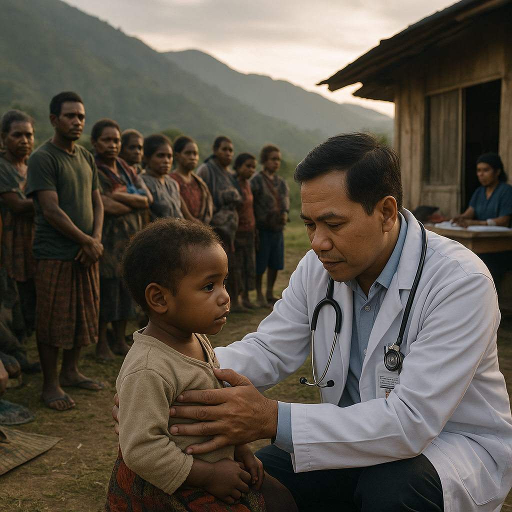 Dokter Spesialis Pertama Berkunjung, Warga Perbatasan Papua Antre Sejak Subuh