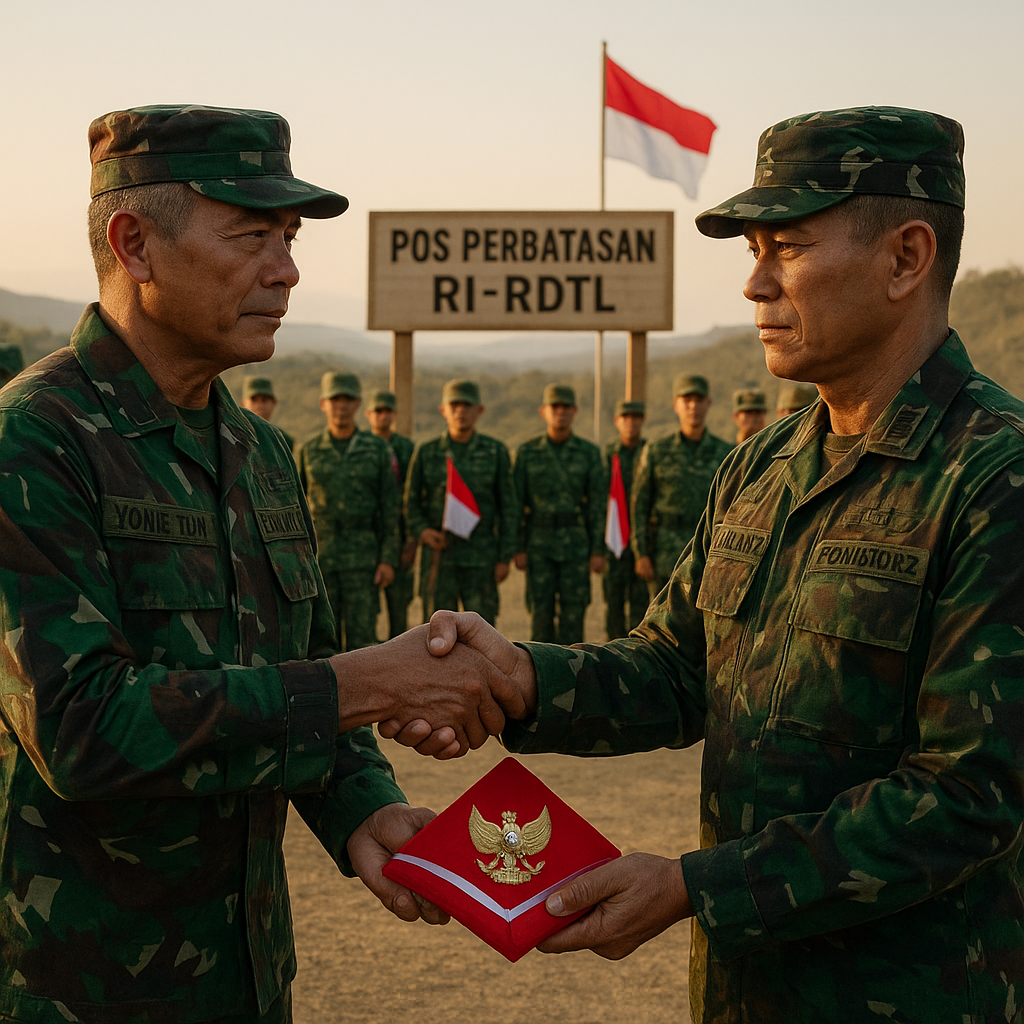 Akhiri Tugas Setahun, Yonif 741/GN Digantikan Yonarmed 12 Jaga Perbatasan RI-RDTL