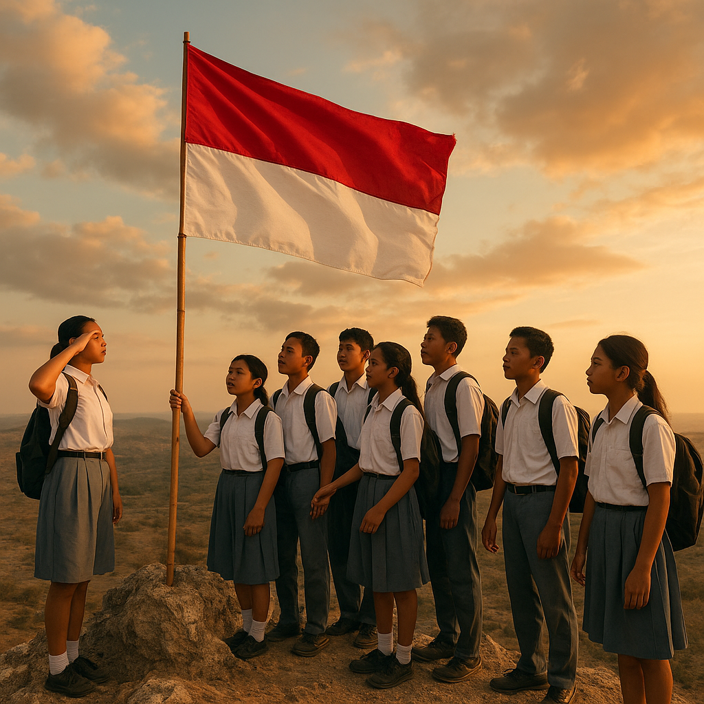 Bendera Merah Putih Berkibar di Puncak Bukit Tak Berpenghuni: Kisah Pelajar di Perbatasan NTT