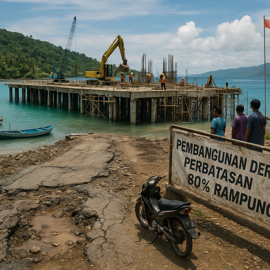 Pembangunan Dermaga Perbatasan di Kepulauan Sangihe Rampung 80%