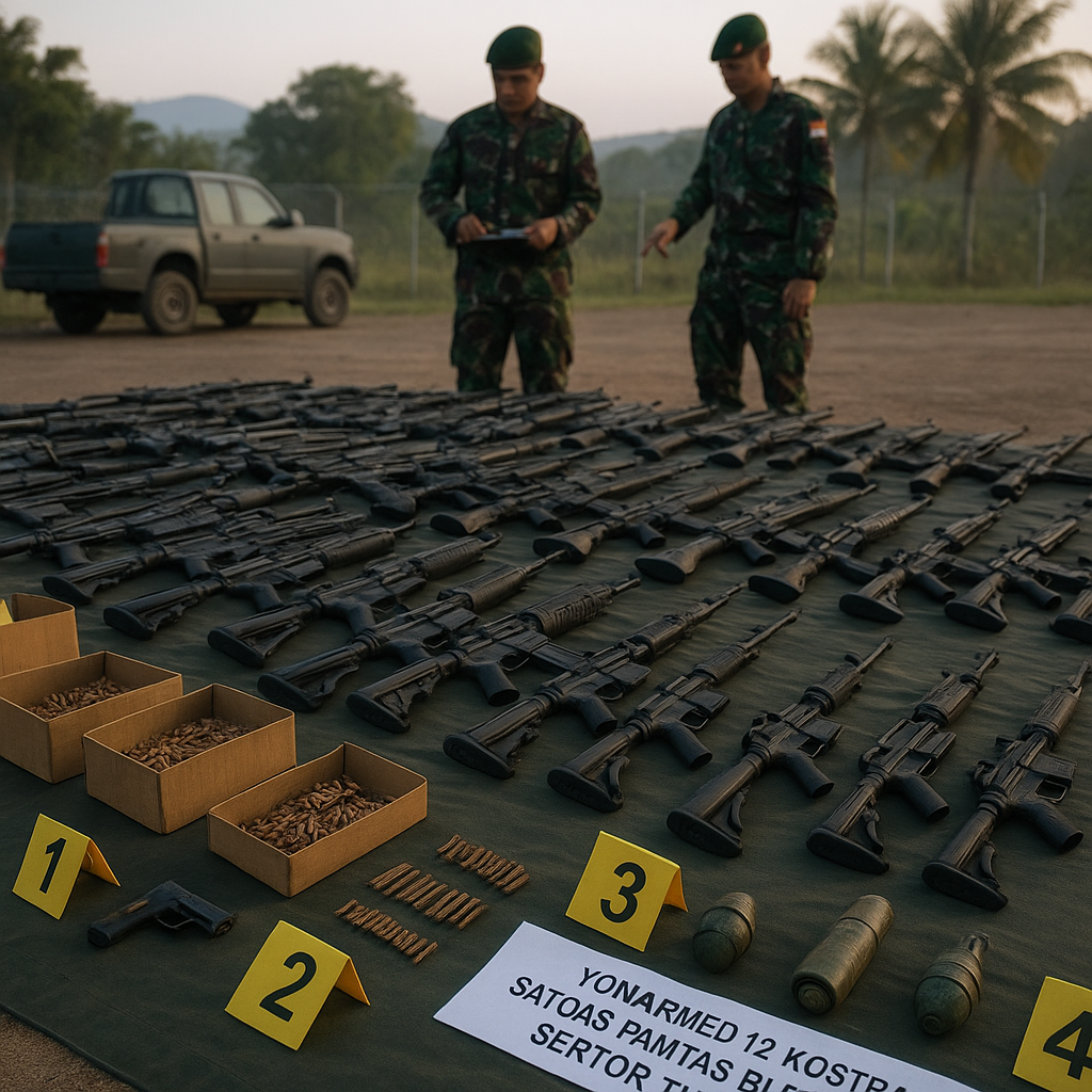 Yonarmed 12 Kostrad Amankan Ratusan Senjata dan Munisi di Perbatasan RI-RDTL