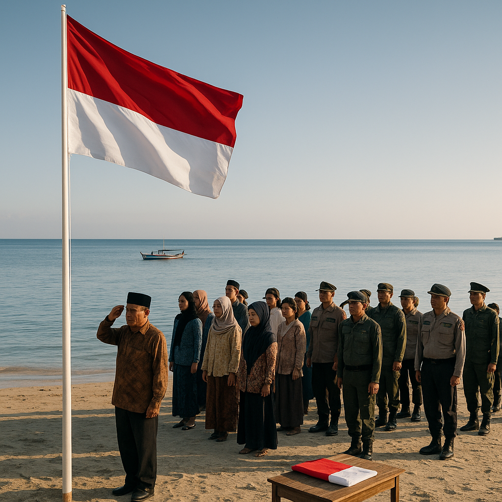 Upacara Bendera di Pulau Terluar Sebatik: Merah Putih Berkibar di Tengah Laut Sulawesi