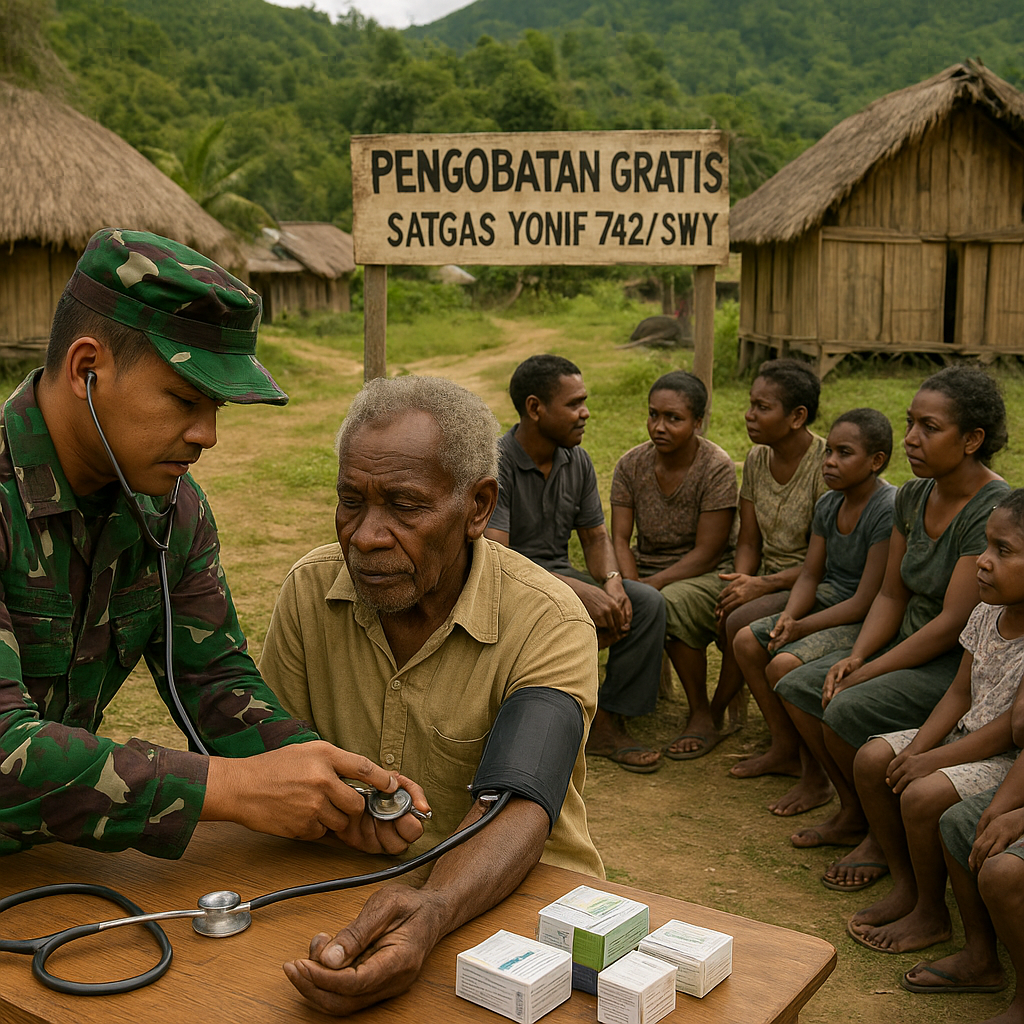 Lebih Dekat dengan Warga Wano Barat, Satgas Yonif 742/SWY Gelar Pengobatan dan Dialog dari Hati ke Hati