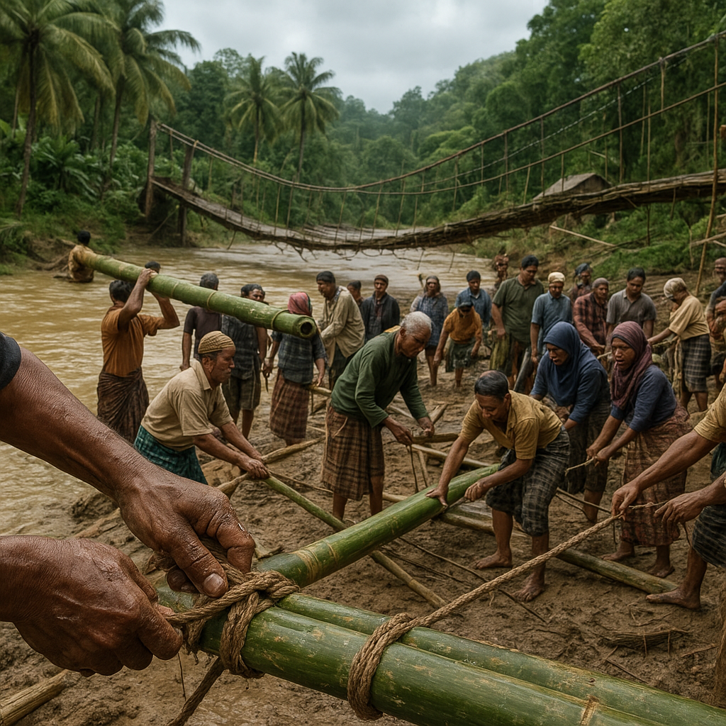 Gotong Royong di Ujung Negeri: Komunitas Adat Riau Perbaiki Jembatan