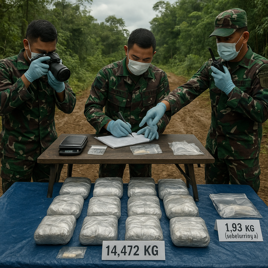 TNI Gagalkan Penyelundupan Sabu 16,4 Kg di Jalur Tikus Perbatasan Kalbar