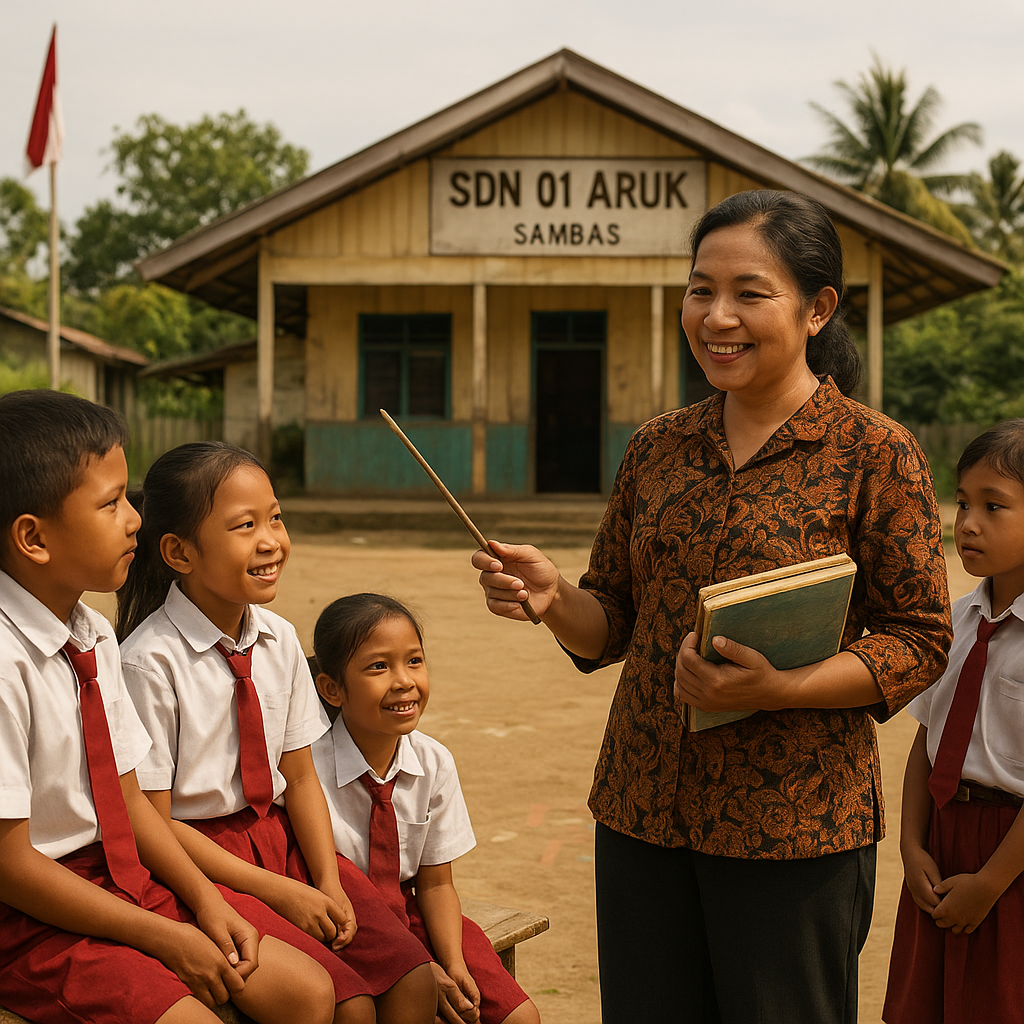 Kisah Guru Mengabdi di Sekolah Dasar Perbatasan Aruk, Sambas
