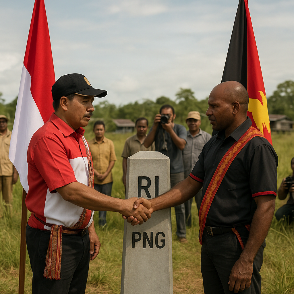 Serah Terima Patok Batas RI-PNG di Kampung Yakyu, Merauke