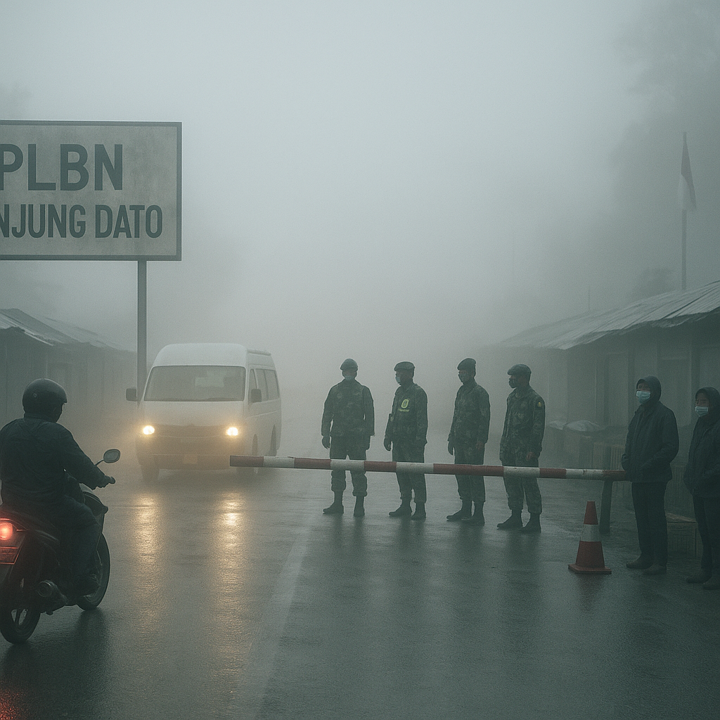 Tanjung Dato Pagi Ini: Kabut Tebal Selimuti Pos Lintas Batas, Aktivitas Warga Terhenti