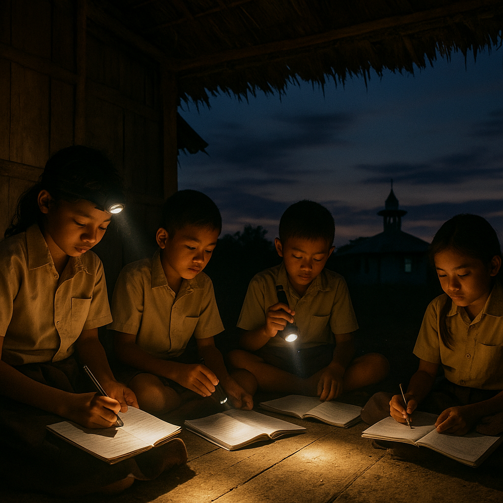 Sekolah Atap Rumbia di Sebatik: Anak-Anak Perbatasan Belajar dengan Cahaya Senter