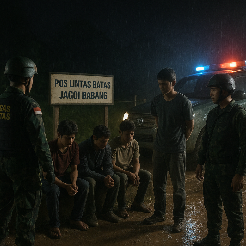 Patroli Perbatasan Darat RI-Malaysia di Pos Lintas Batas Jagoi Babang Kedapatan Imigran Gelap