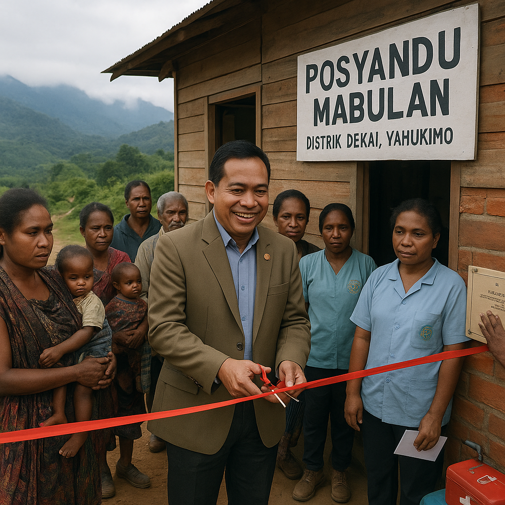 Bupati di Perbatasan Papua Pegunungan Meresmikan Posyandu Baru untuk Desa Terpencil 