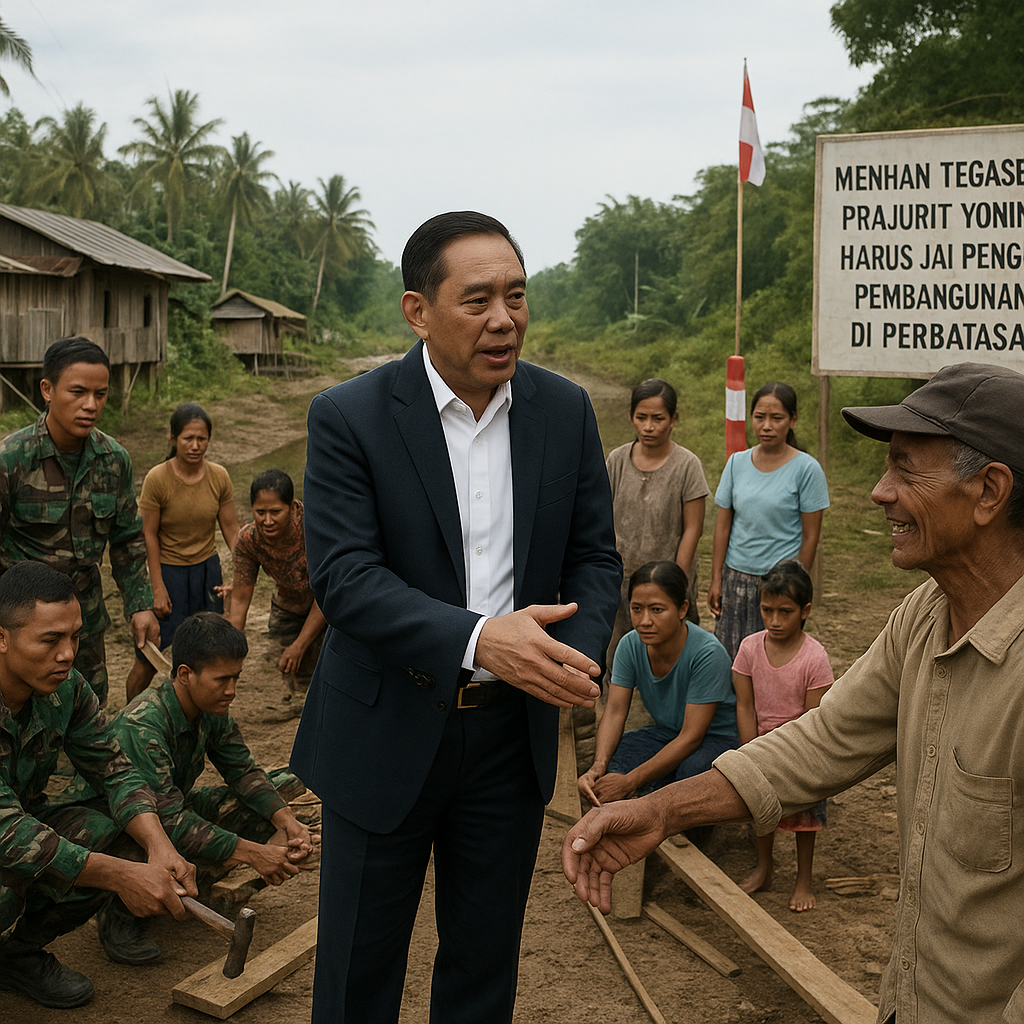 Menhan Tegaskan Prajurit Yonif TP Harus Jadi Penggerak Pembangunan di Perbatasan