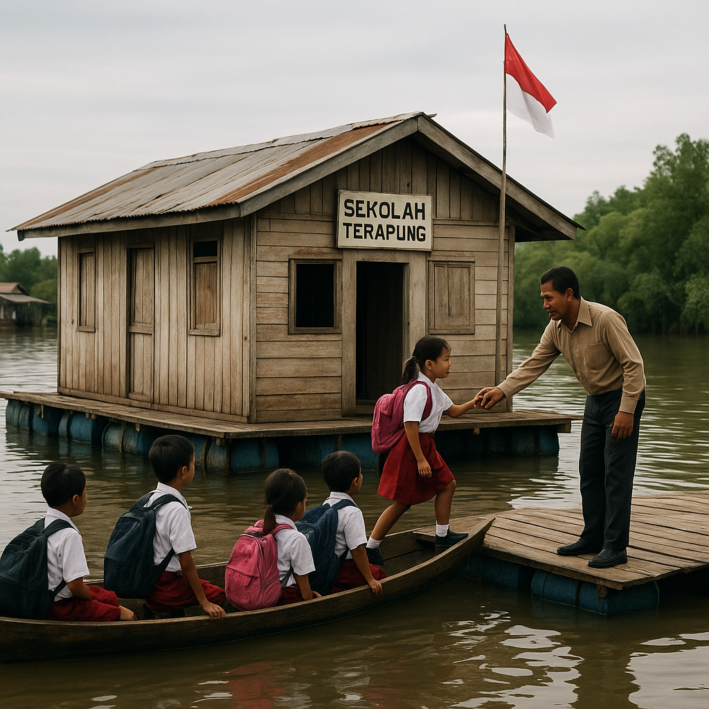 Kisah Anak Perbatasan di Nunukan: Sekolah Terapung di Sungai Sebatik Jadi Harapan