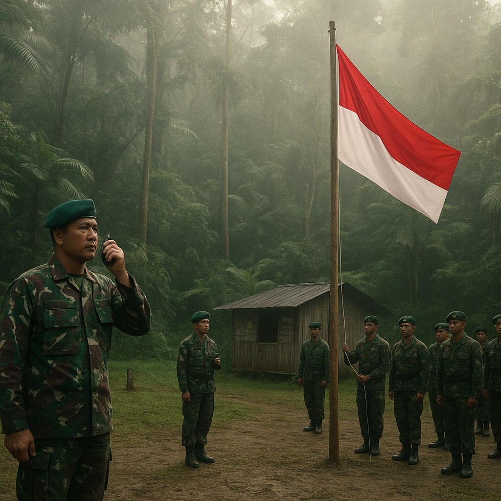 Upacara Bendera Sederhana nan Khidmat di Pos TNI Terpencil Perbatasan RI-PNG: Semangat Merah Putih di Tengah Hutan Belantara