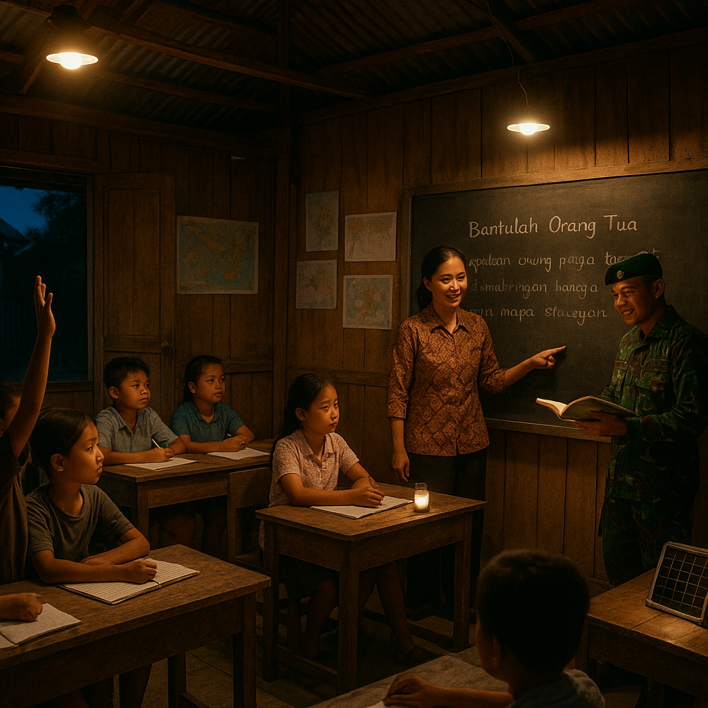 Sekolah Rakyat Perbatasan di Aruk, Sambas Berlampu Surya untuk Belajar Malam