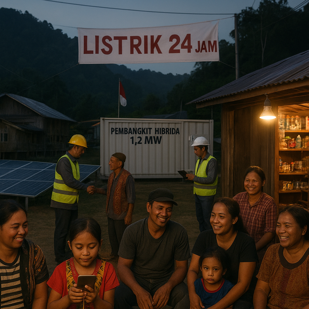 Warga Perbatasan Long Bawan Nikmati Listrik 24 Jam untuk Pertama Kalinya