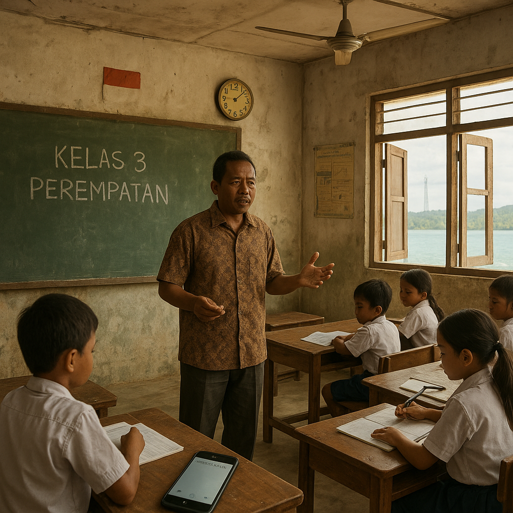 Kisah Guru Honorer di Pulau Sebatik: Mengajar di Kelas Tiga Perempatan, Bersaing dengan Sinyal Telepon Seluler dari Malaysia