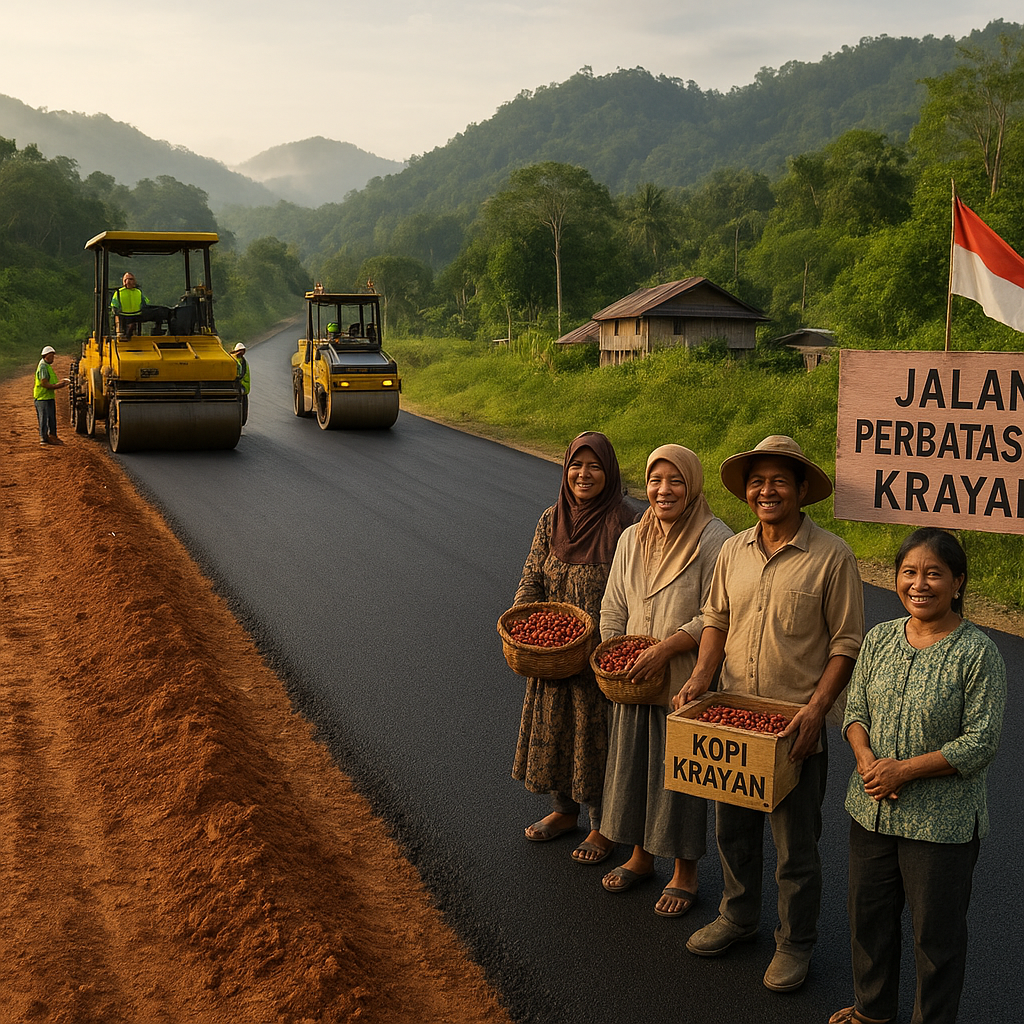 Infrastruktur Jalan Perbatasan di Krayan, Kalimantan Utara Mulai Diaspal Setelah Puluhan Tahun