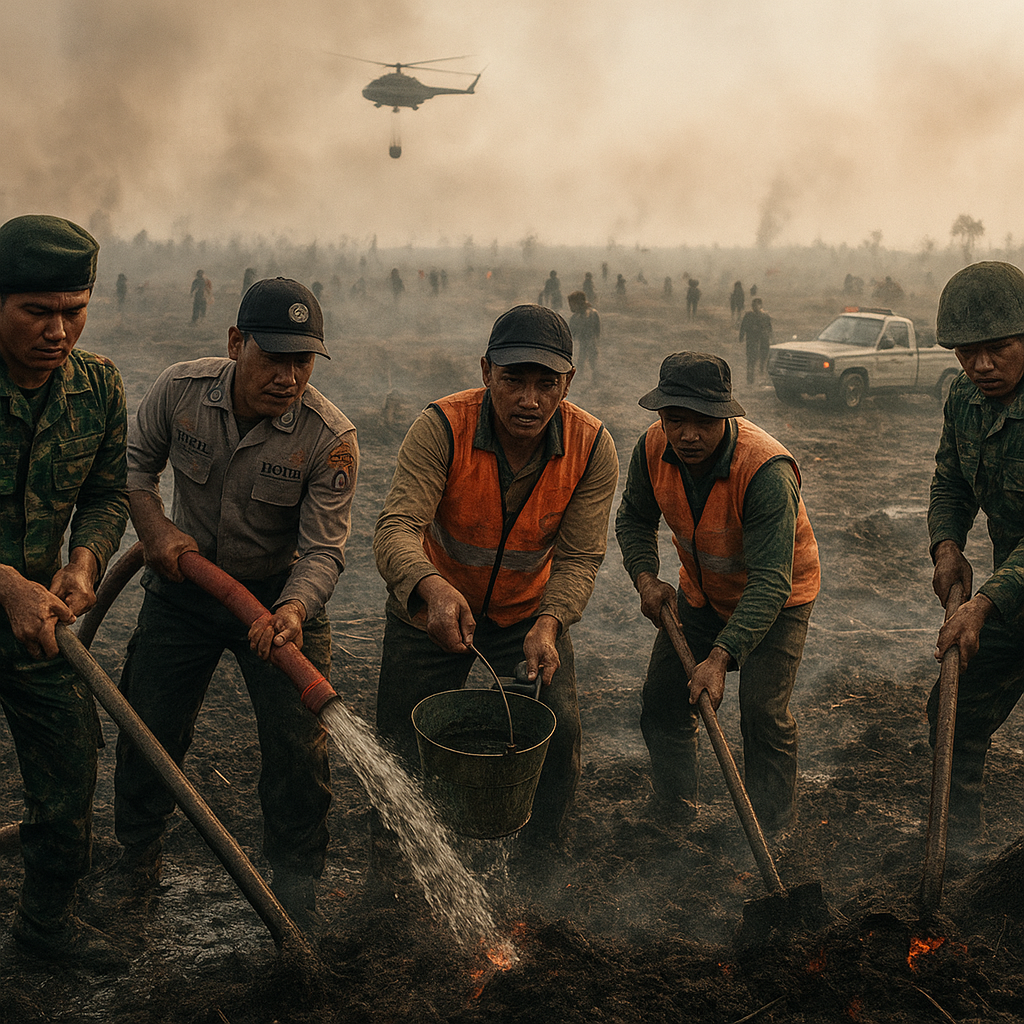 Tim Gabungan 60 Ribu Personel Berjibaku Padamkan Api di Hutan Perbatasan Kalteng