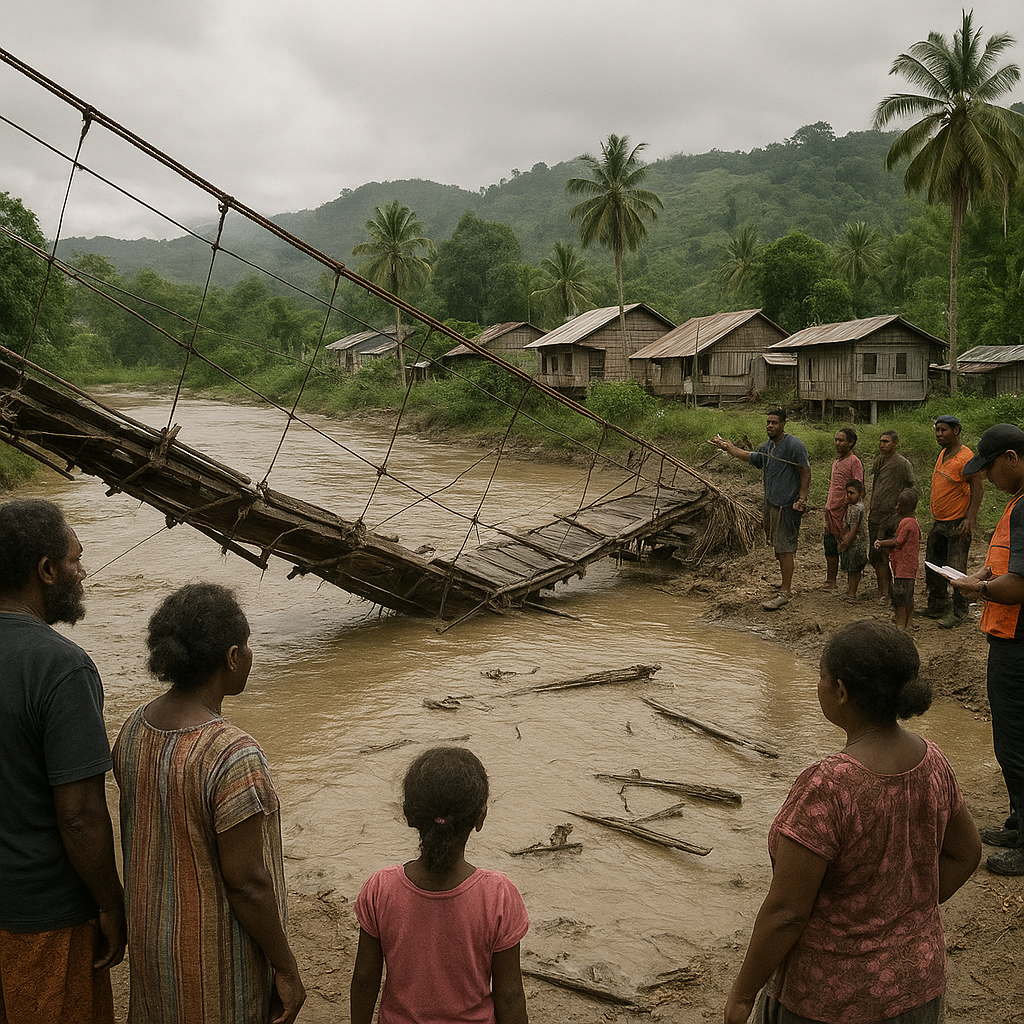 Jembatan Kembali Ambruk, Kampung di Tapal Batas RI-PNG Terputus Lagi