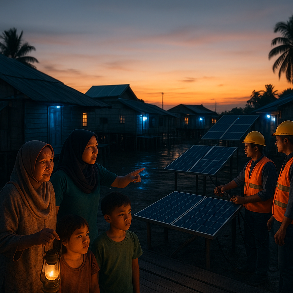 Proyek Listrik Tenaga Surya untuk Kampung-kampung Perbatasan Malaysia Akhirnya Menyala, Namun...