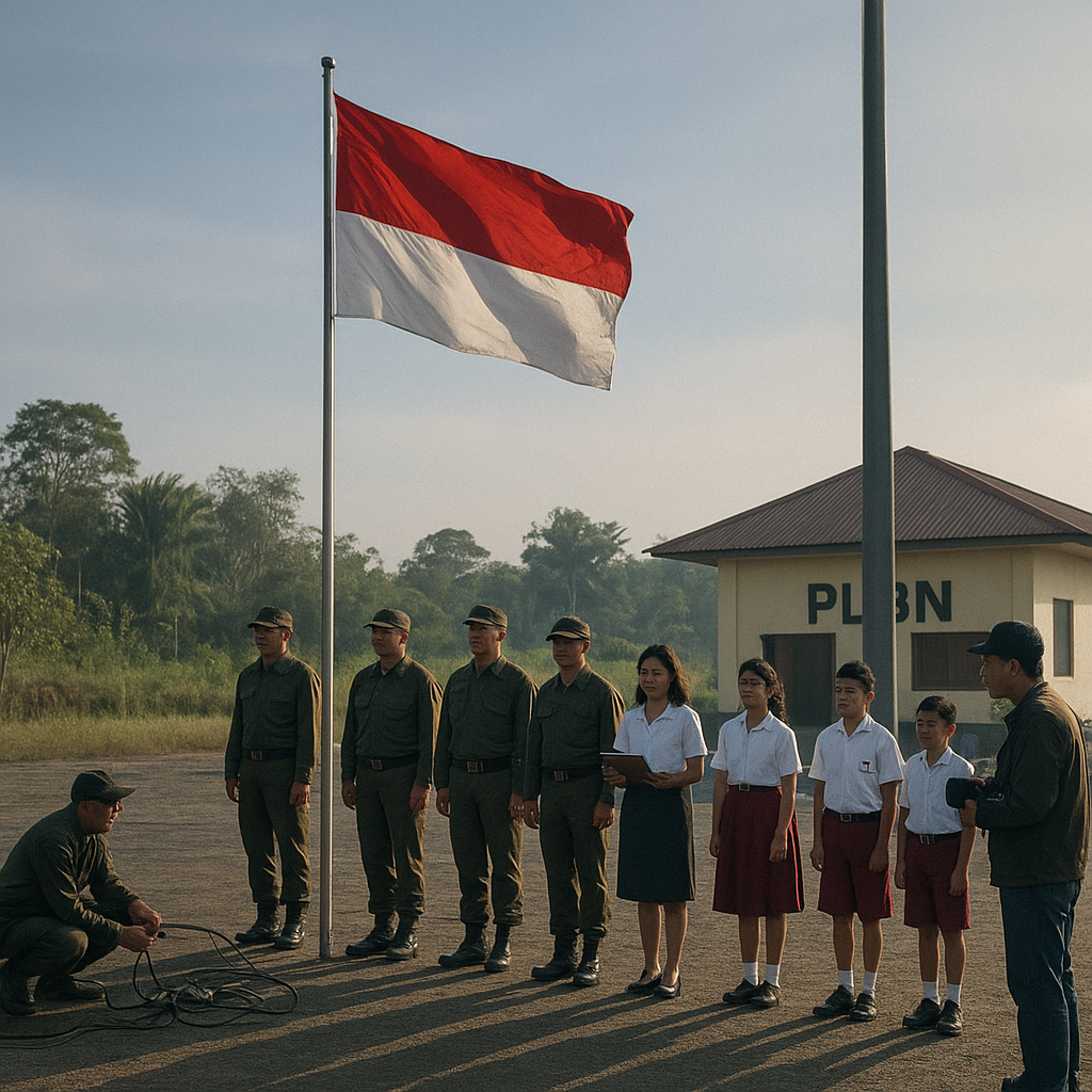 Upacara Bendera di PLBN Terpencil: Merah Putih Berkibar di Bawah Bayang-bayang Tiang Bendera Tetangga