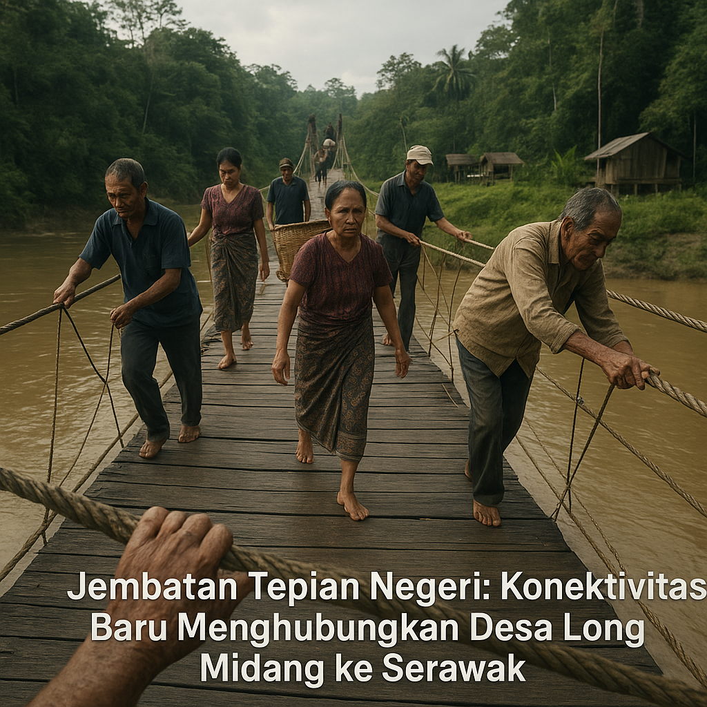 Jembatan Tepian Negeri: Konektivitas Baru Menghubungkan Desa Long Midang ke Serawak, Lahir dari Swadaya Masyarakat