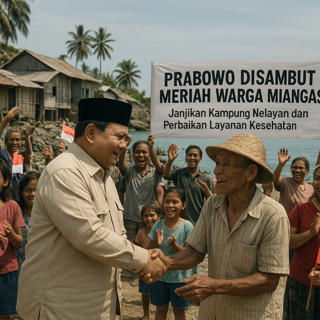Prabowo Disambut Meriah Warga Miangas, Janjikan Kampung Nelayan dan Perbaikan Layanan Kesehatan
