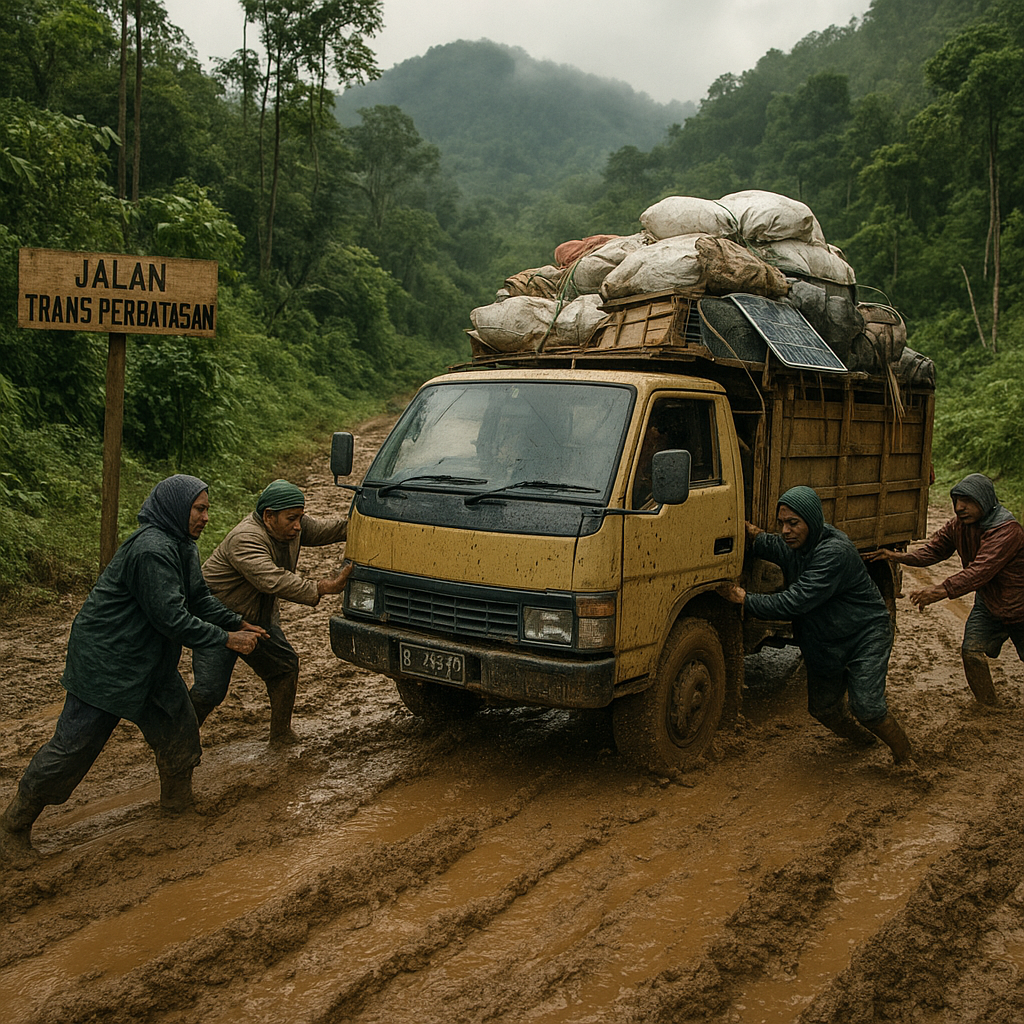 Jalan Trans-Perbatasan di Papua: Truk Harus Berjuang Melalui Lumpur dan Batu