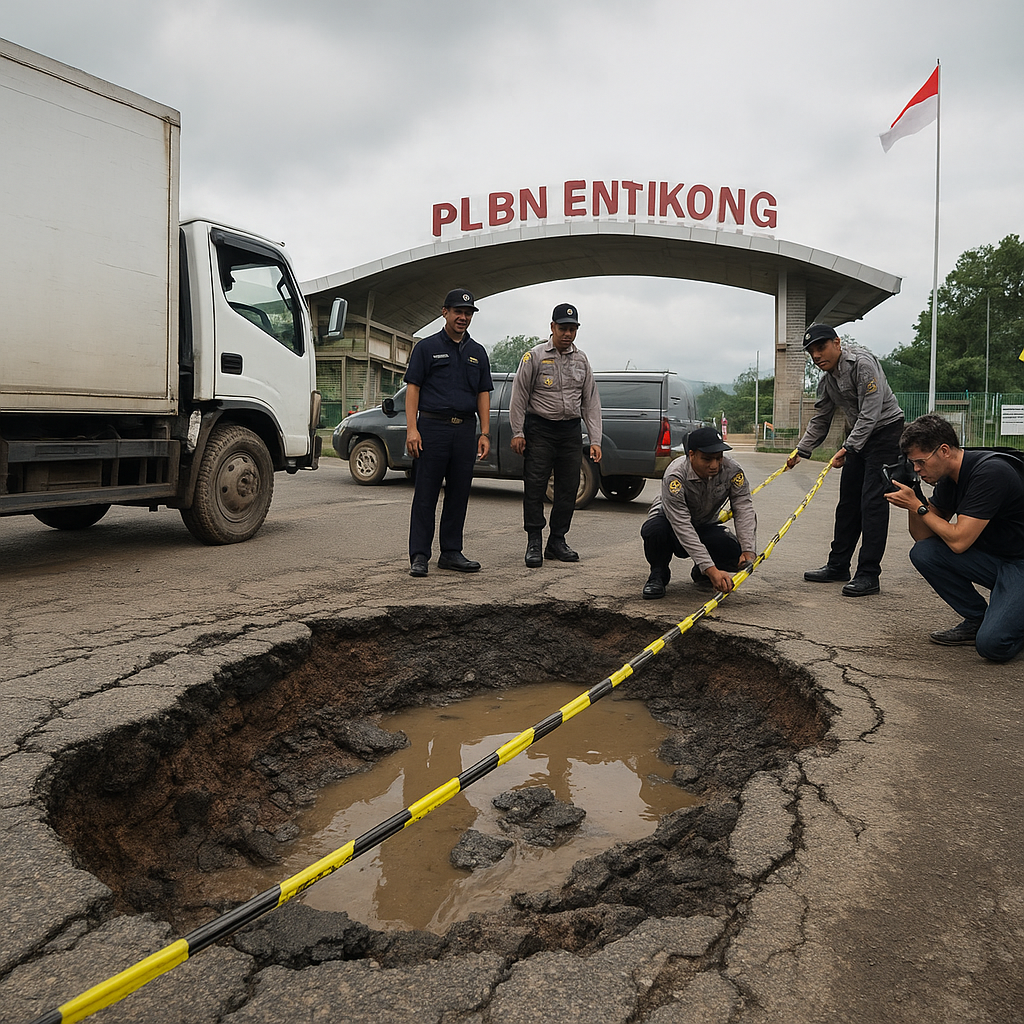 Jalur Trans-Kalimantan di Perbatasan Entikong Mulai Retak, Pengiriman Logistik Terganggu