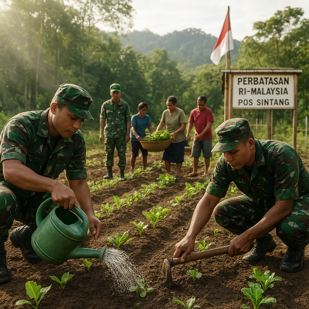 Prajurit TNI AD di Perbatasan RI-Malaysia Manfaatkan Lahan Kosong untuk Ketahanan Pangan