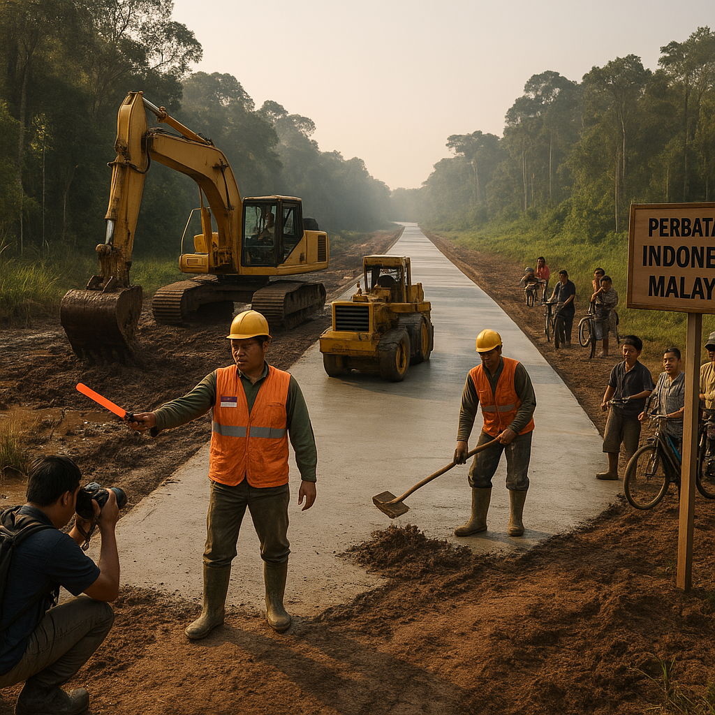 Dari Tanah Rawa ke Jalur Beton: Pembangunan Jalan Poros di Perbatasan Kalimantan-Malaysia yang Mengubah Mobilitas