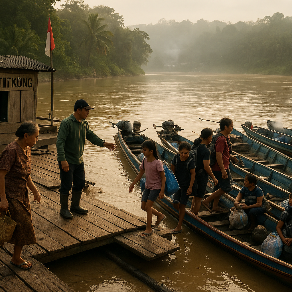 Perahu Tempel dan Harapan: Kisah Transportasi Sungai Warga Perbatasan di Entikong