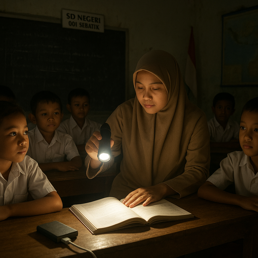 Guru SD di Pulau Sebatik: Mengajar dengan Lampu Senter, Bercita-cita agar Muridnya Tak Hanya Jadi TKI