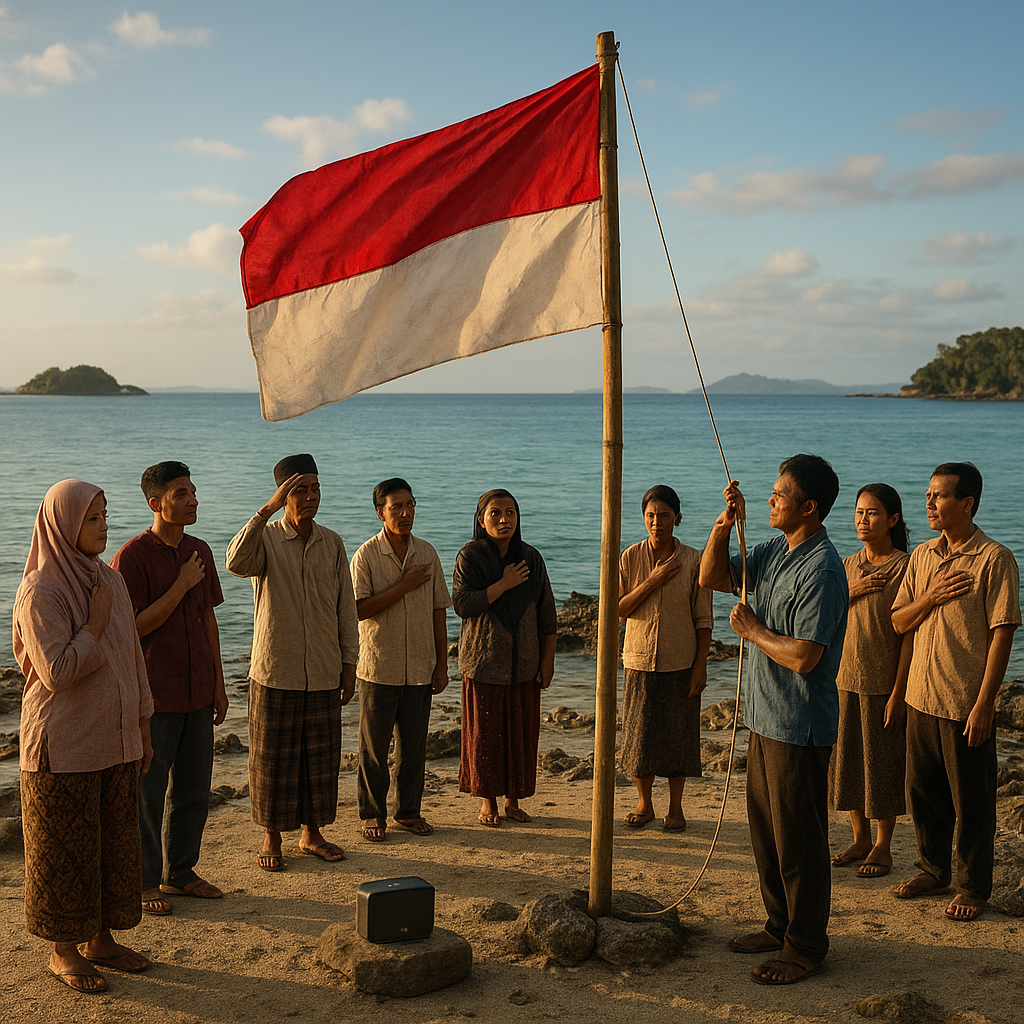 Upacara Bendera 17-an di Pulau Marore: Merah Putih Berkibar di Tengah Laut Sulawesi, Diiiriingi Lagu dari Speaker Bluetooth