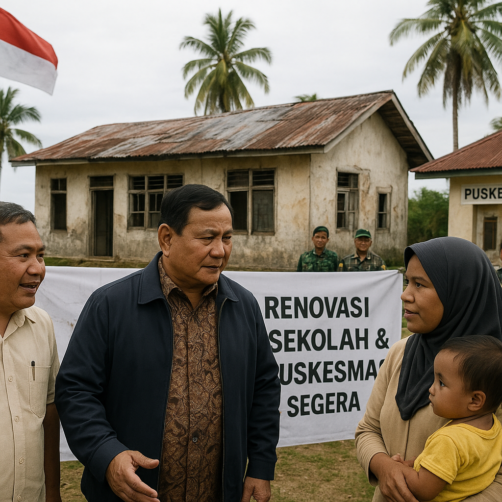Kunjungi Miangas, Prabowo Pastikan Renovasi Sekolah dan Puskesmas untuk Warga Perbatasan